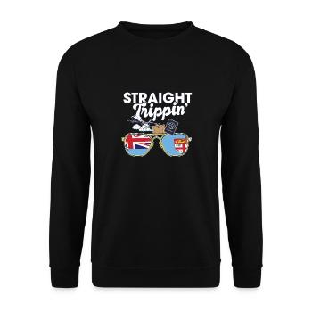 Straight Trippin' Fiji Vacation Tour Travel Trip - Unisex Sweatshirt - black - Front - Alina (178cm) & Michal (187cm)