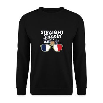 Straight Trippin' France Vacation Tour Travel - Unisex Sweatshirt - black - Front - Alina (178cm) & Michal (187cm)