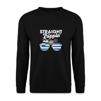 Straight Trippin' Greece Vacation Tour Travel - Unisex Sweatshirt - black - Front - Alina (178cm) & Michal (187cm)