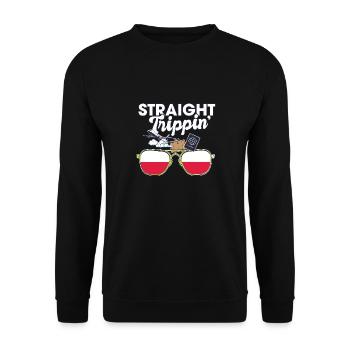 Straight Trippin' Poland Vacation Tour Travel - Unisex Pullover - Schwarz - Vorne - Alina (178cm) & Michal (187cm)