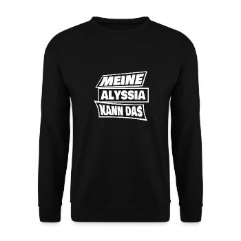 Geschenk für Alyssia - Unisex Pullover - Schwarz - Vorne - Alina (178cm) & Michal (187cm)