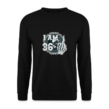 I'm 36 plus 1 middle finger Skull funny 37th - Unisex Sweatshirt - black - Front - Alina (178cm) & Michal (187cm)