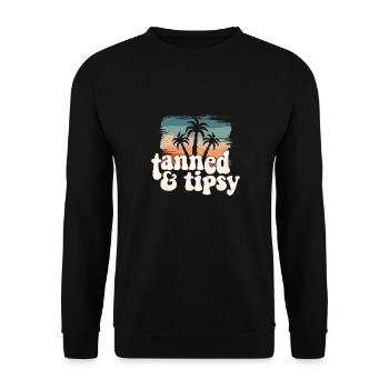 Tanned And Tipsy Tropical Summer Vibes Travel - Unisex Pullover - Schwarz - Vorne - Alina (178cm) & Michal (187cm)