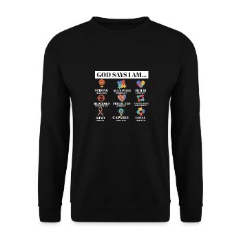 Autism Awareness God Says I Am Strong Asperger's - Unisex Sweatshirt - black - Front - Alina (178cm) & Michal (187cm)