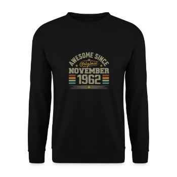 November 1962 Geburtstagsgeschenk | November 1962 - Unisex Pullover - Schwarz - Vorne - Alina (178cm) & Michal (187cm)