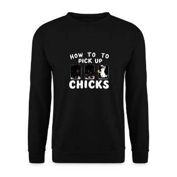 Comment ramasser les poussins - Sweat-shirt Unisexe - noir - Devant - Alina (178cm) & Michal (187cm)