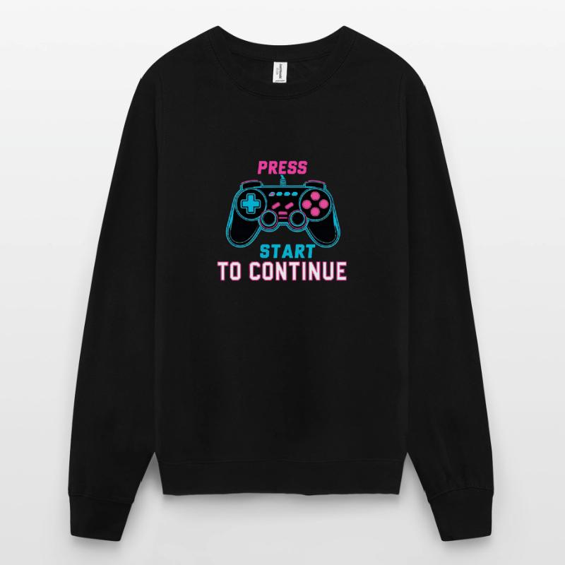 Press Start to Continue – Retro Neon Controller Unisex Sweatshirt