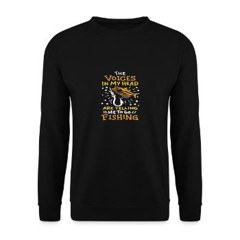 Witziges Angler Geschenk Fischer Angeln Fischen - Unisex Pullover - Schwarz - Vorne - Alina (178cm) & Michal (187cm)