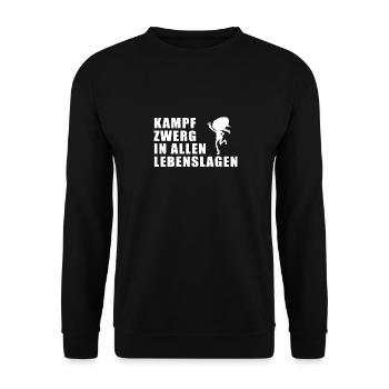 Kampfzwerg in allen Lebenslagen Kleine Frauen - Unisex Pullover - Schwarz - Vorne - Alina (178cm) & Michal (187cm)