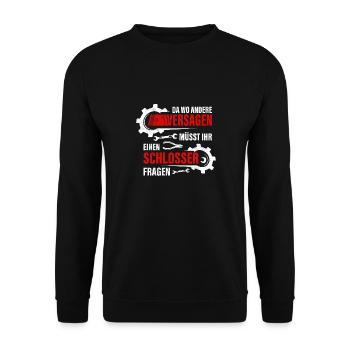 Schlosser Geschenk Metallbauer Mechaniker - Unisex Pullover - Schwarz - Vorne - Alina (178cm) & Michal (187cm)