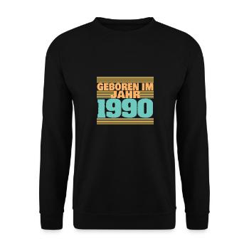 Geboren im Jahre 1990 - Unisex Pullover - Schwarz - Vorne - Alina (178cm) & Michal (187cm)