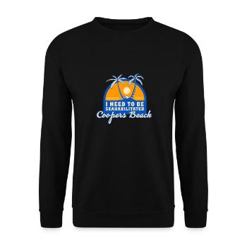 I Need To Be Seahabilitated Coopers Beach Summer - Unisex Pullover - Schwarz - Vorne - Alina (178cm) & Michal (187cm)