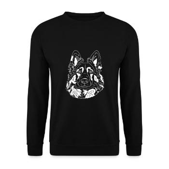 Altdeutscher Schäferhund - Harzer Fuchs Mix - Unisex Pullover - Schwarz - Vorne - Alina (178cm) & Michal (187cm)