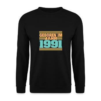 1991 - Unisex Pullover - Schwarz - Vorne - Alina (178cm) & Michal (187cm)