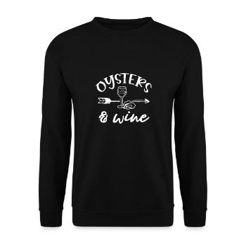 Funny Saying Seafood Chef Huîtres et vin - Sweat-shirt Unisexe - noir - Devant - Alina (178cm) & Michal (187cm)