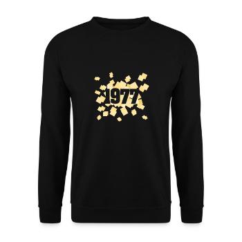 Geboren 1977 - Unisex Pullover - Schwarz - Vorne - Alina (178cm) & Michal (187cm)