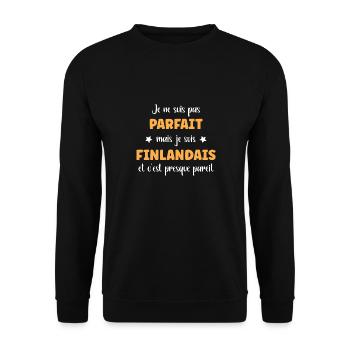Je ne suis pas parfait mais Finlandais - Sweat-shirt Unisexe - noir - Devant - Alina (178cm) & Michal (187cm)