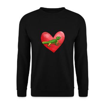 Cœur de Lézard Herpétologie Reptiles Saint-Valentin - Sweat-shirt Unisexe - noir - Devant - Alina (178cm) & Michal (187cm)