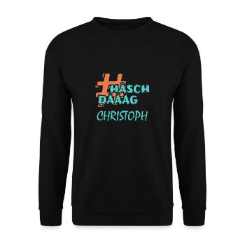 Vorname Name Nachname Christoph - Unisex Pullover - Schwarz - Vorne - Alina (178cm) & Michal (187cm)