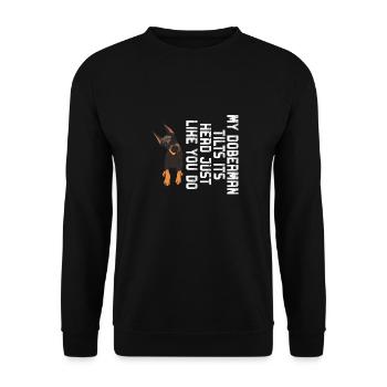 Doberman Pinscher Dog Dobie - Unisex Sweatshirt - black - Front - Alina (178cm) & Michal (187cm)