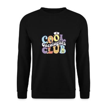 Cool Oncologists Club Oncology Practitioner Squad - Unisex Pullover - Schwarz - Vorne - Alina (178cm) & Michal (187cm)