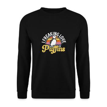puffin, puffin, auks, lunde - Unisex Sweatshirt - black - Front - Alina (178cm) & Michal (187cm)