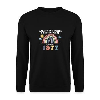 Rendre le monde meilleur depuis 1977, 46e - Sweat-shirt Unisexe - noir - Devant - Alina (178cm) & Michal (187cm)