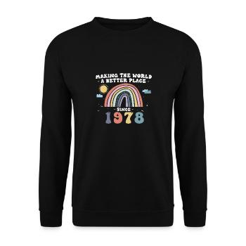 Making The a World Better Place Since 1978, 45th - Unisex Sweatshirt - black - Front - Alina (178cm) & Michal (187cm)