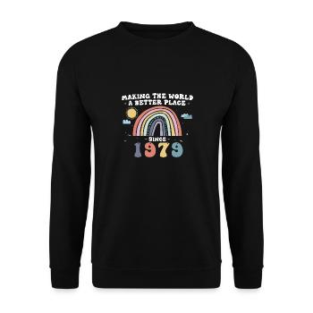 Making The World a Better Place Since 1979, 44th - Unisex Sweatshirt - black - Front - Alina (178cm) & Michal (187cm)