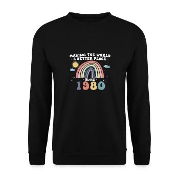 Making The World a Better Place Since 1980, 43rd - Unisex Sweatshirt - black - Front - Alina (178cm) & Michal (187cm)
