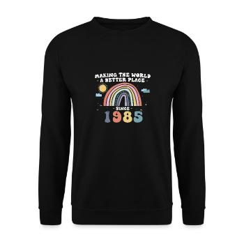 Making The World a Better Place Since 1985, 38th - Unisex Sweatshirt - black - Front - Alina (178cm) & Michal (187cm)
