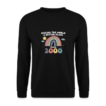 Die Welt seit dem Jahr 2000 zu einem besseren Ort machen, 23. - Unisex Pullover - Schwarz - Vorne - Alina (178cm) & Michal (187cm)