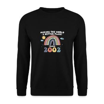 Making The World a Better Place Since 2002, 21st - Unisex Sweatshirt - black - Front - Alina (178cm) & Michal (187cm)