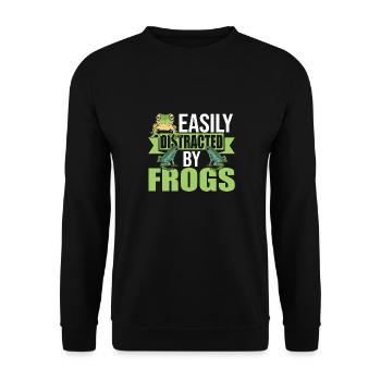 Amphibian Herpetologist Funny Easily Distracted By - Unisex Pullover - Schwarz - Vorne - Alina (178cm) & Michal (187cm)