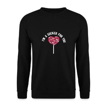 I'm A Sucker For You Funny Valentine's Quote - Unisex Sweatshirt - black - Front - Alina (178cm) & Michal (187cm)