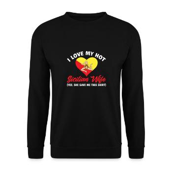 Sicily Flag Italy Sicily - Unisex Sweatshirt - black - Front - Alina (178cm) & Michal (187cm)