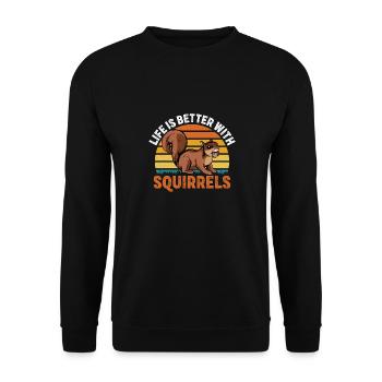 Life Is Better With Squirrels Vintage Forest Anima - Unisex Sweatshirt - black - Front - Alina (178cm) & Michal (187cm)