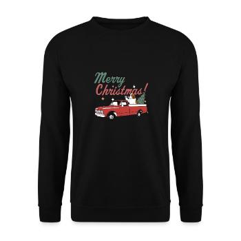 Merry Christmas Saint Bernard Dog Vintage Red - Unisex Pullover - Schwarz - Vorne - Alina (178cm) & Michal (187cm)