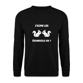 Humour petit écureuil - Sweat-shirt Unisexe - noir - Devant - Alina (178cm) & Michal (187cm)