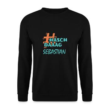 Vorname Sebastian - Unisex Pullover - Schwarz - Vorne - Alina (178cm) & Michal (187cm)