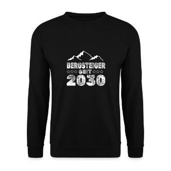 geboren 2030 - Unisex Pullover - Schwarz - Vorne - Alina (178cm) & Michal (187cm)