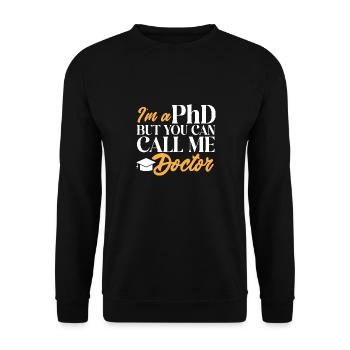 PhD Graduate Doktorgrad Ph.D. Promotion - Unisex Pullover - Schwarz - Vorne - Alina (178cm) & Michal (187cm)