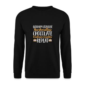 S'more Lagerfeuer Marshmallow Camping - Unisex Pullover - Schwarz - Vorne - Alina (178cm) & Michal (187cm)