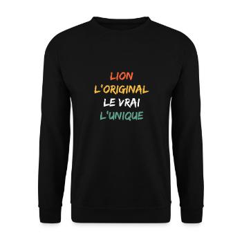 lion - Sweat-shirt Unisexe - noir - Devant - Alina (178cm) & Michal (187cm)