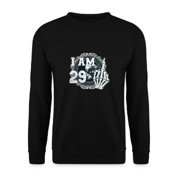 I'm 29 plus 1 middle finger Skull funny 30th - Unisex Sweatshirt - black - Front - Alina (178cm) & Michal (187cm)