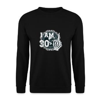 I'm 30 plus 1 middle finger Skull funny 31st - Unisex Sweatshirt - black - Front - Alina (178cm) & Michal (187cm)