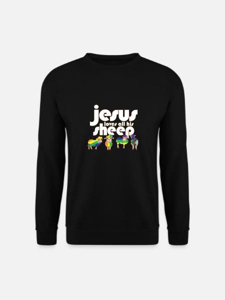 Proud Ally Jesus Loves All His Sheep LGBTQ Gay - Unisex Pullover - Schwarz