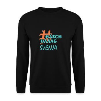 Vorname Svenja - Unisex Pullover - Schwarz - Vorne - Alina (178cm) & Michal (187cm)