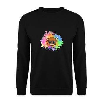 Büffel Rind Ochsen - Unisex Pullover - Schwarz - Vorne - Alina (178cm) & Michal (187cm)