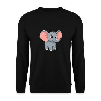 Tier Cartoon Elefant - Unisex Pullover - Schwarz - Vorne - Alina (178cm) & Michal (187cm)